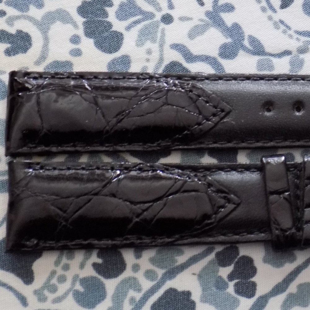 Hadley Roma Crocodile Calf Black Watch Band 18MM